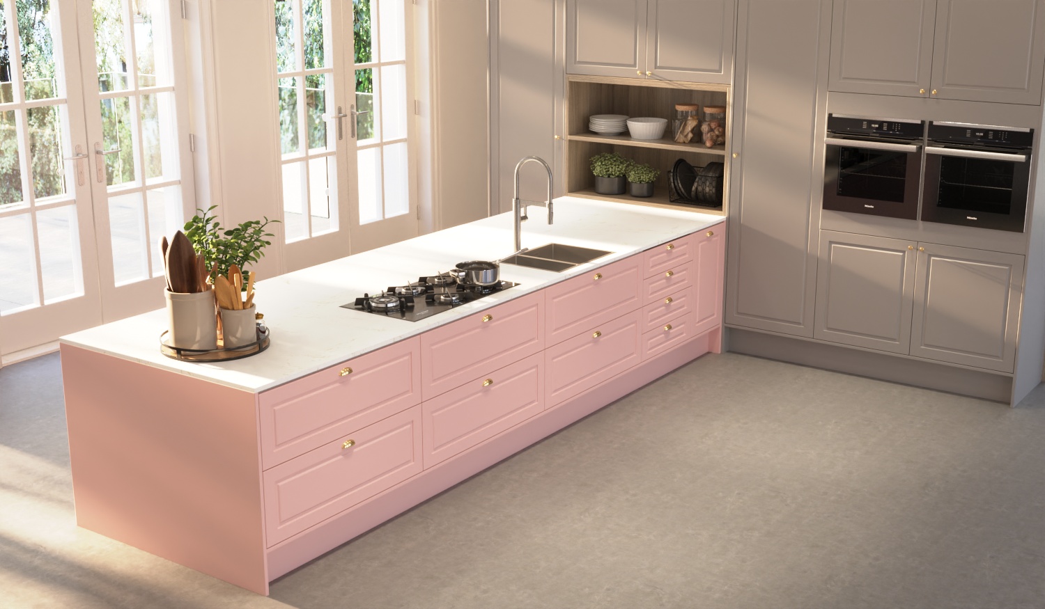 Cena 135_Cozinha Provençal_Lacca Satin Rosa, Florença, Urbe, Lacca Satin Color Grígio, Px Ouro Gold_Variação de Cena 01_Alteração 02.jpg